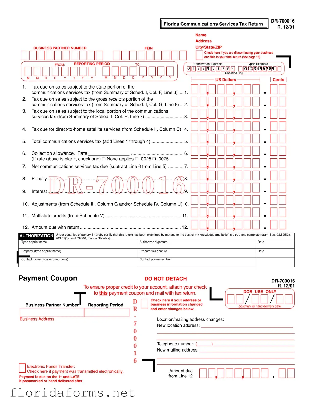 Official Business Partner Number Florida Template