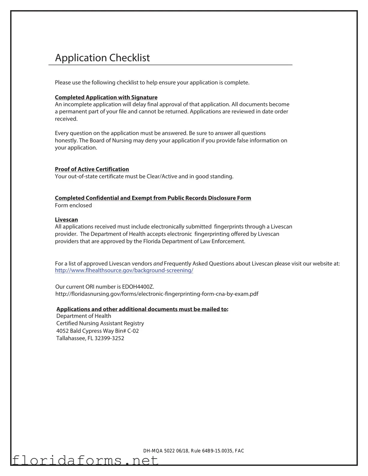 Official Cna License To Florida Template