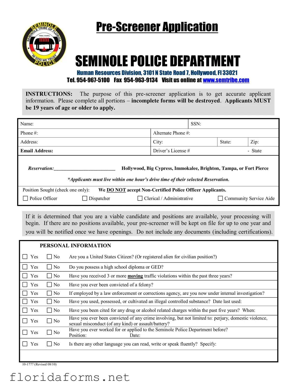 Official Florida 10 1777 Template