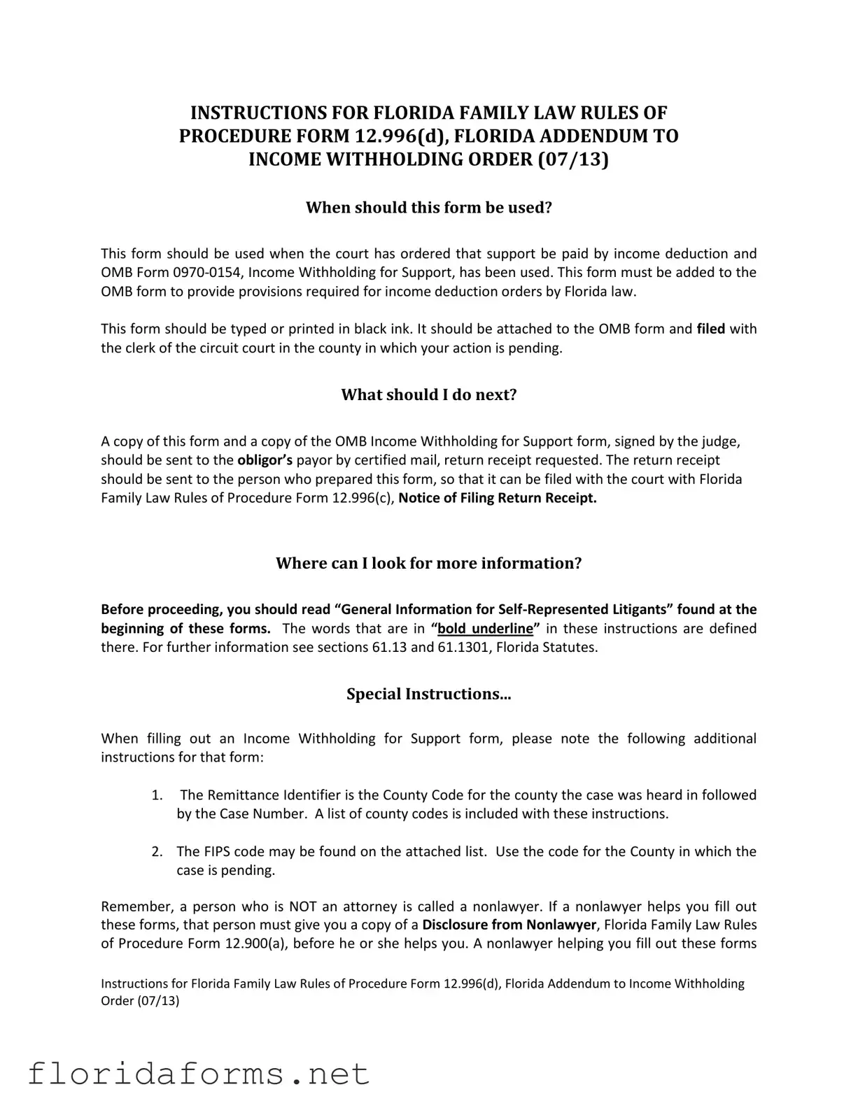Official Florida Addendum To Income Template