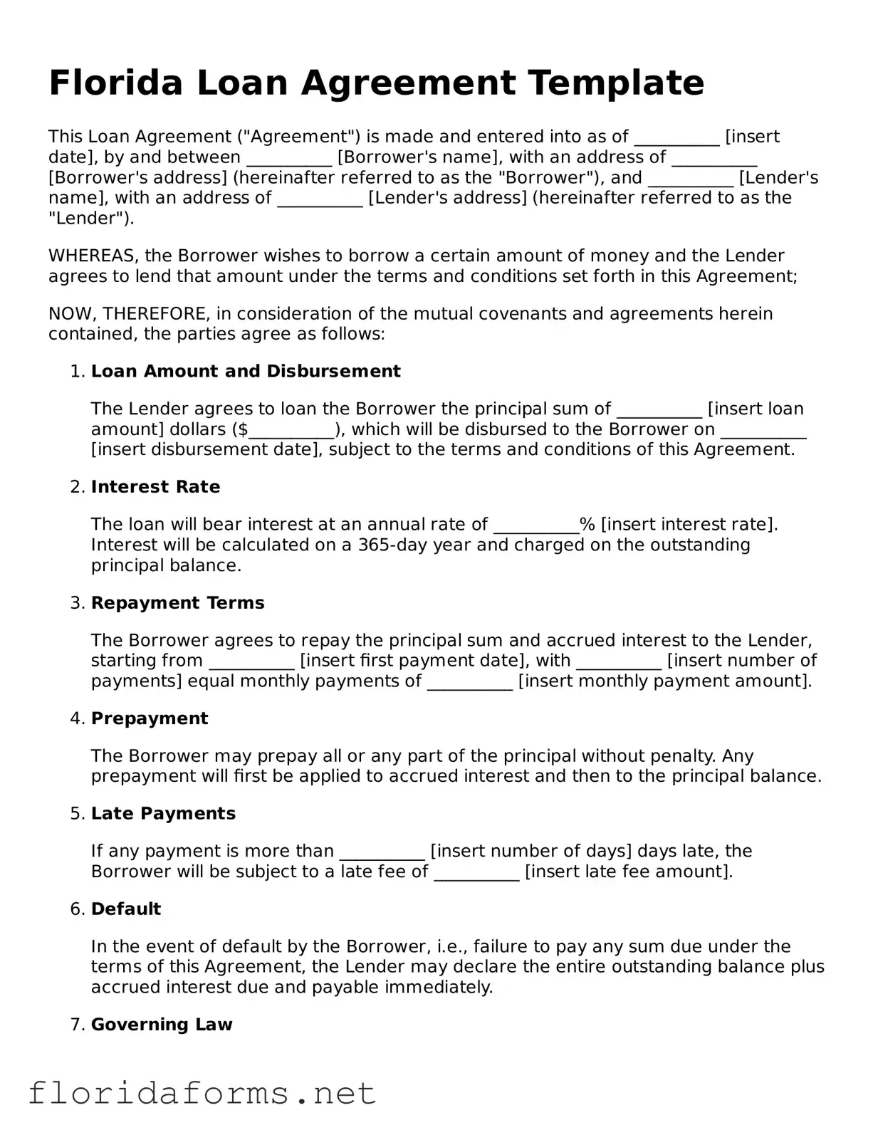 Attorney-Approved Loan Agreement Template for Florida State