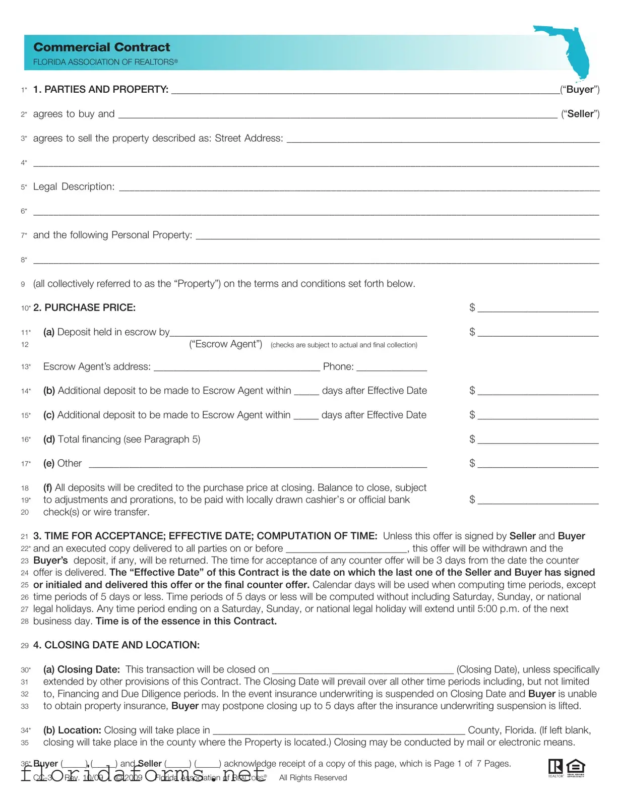 Official Florida Commercial Contract Template