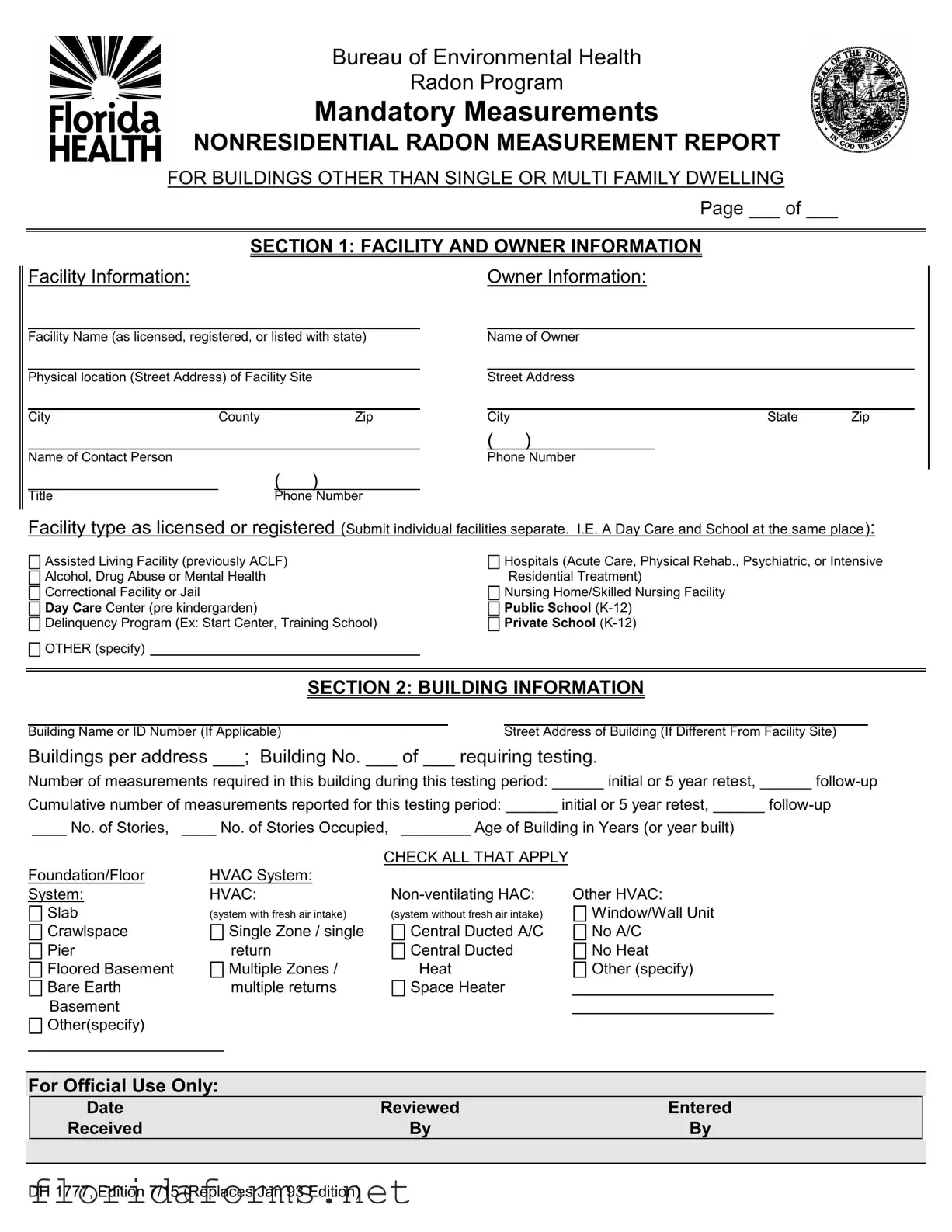 Official Florida Dh 1777 Template