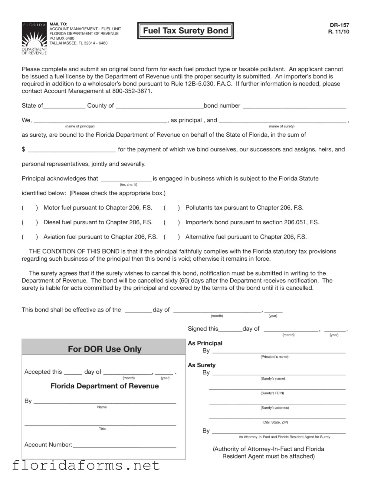 Official Florida Dr 157 Template