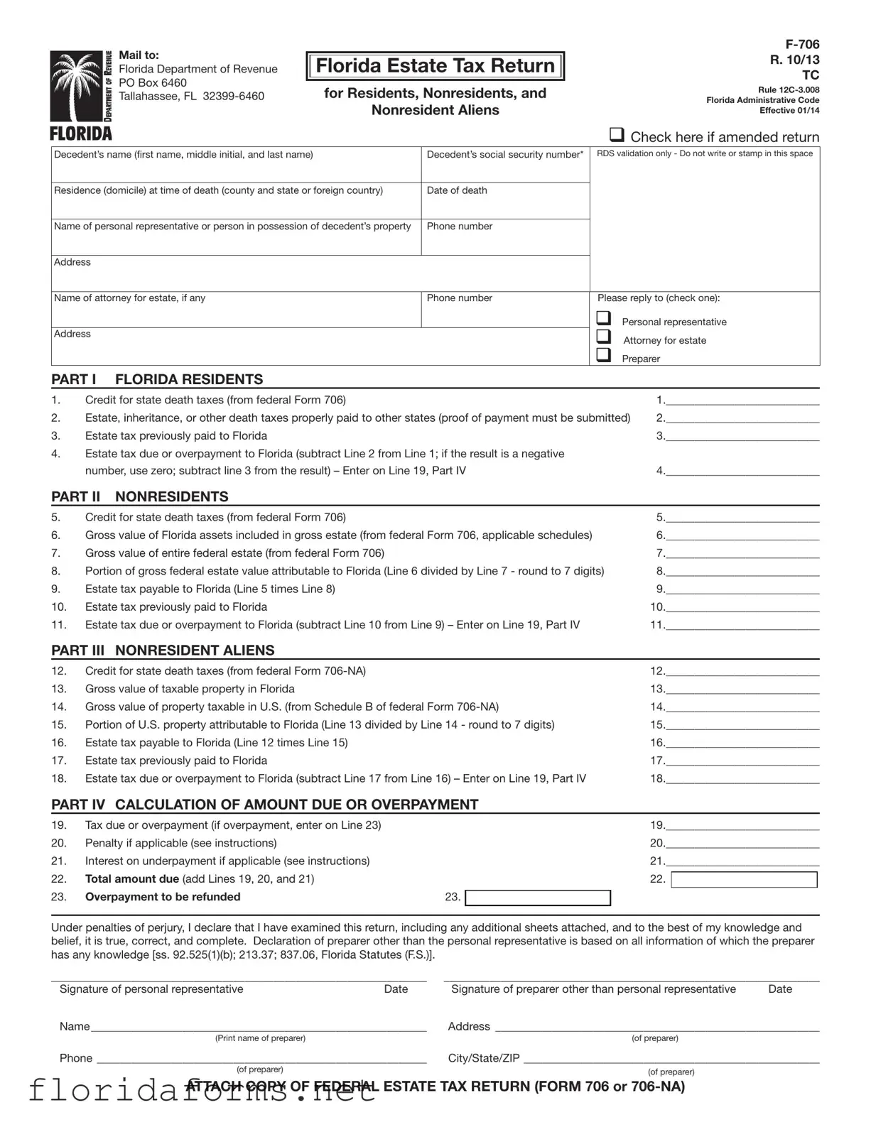 Official Florida F 706 Template