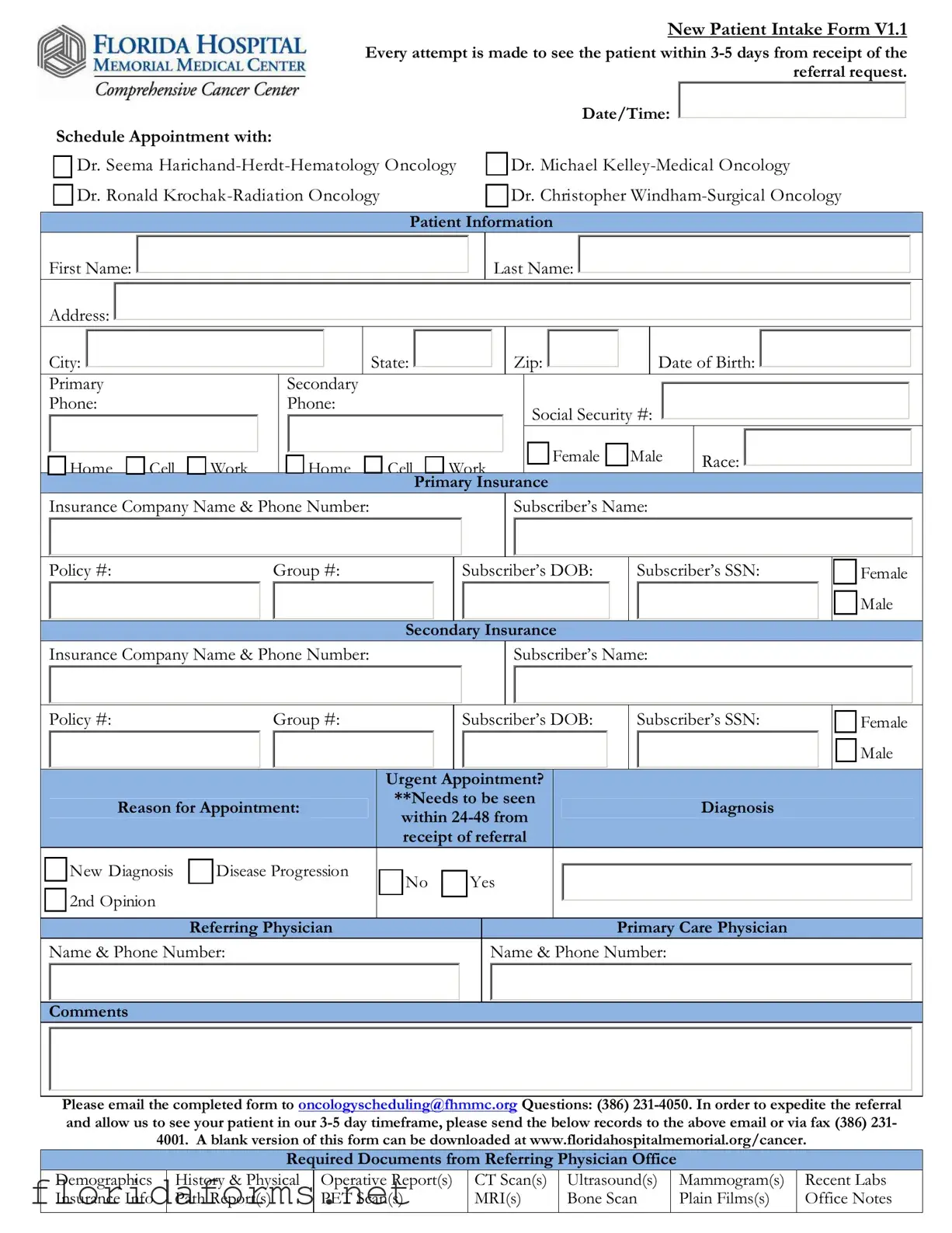 Official Florida Hospital Template