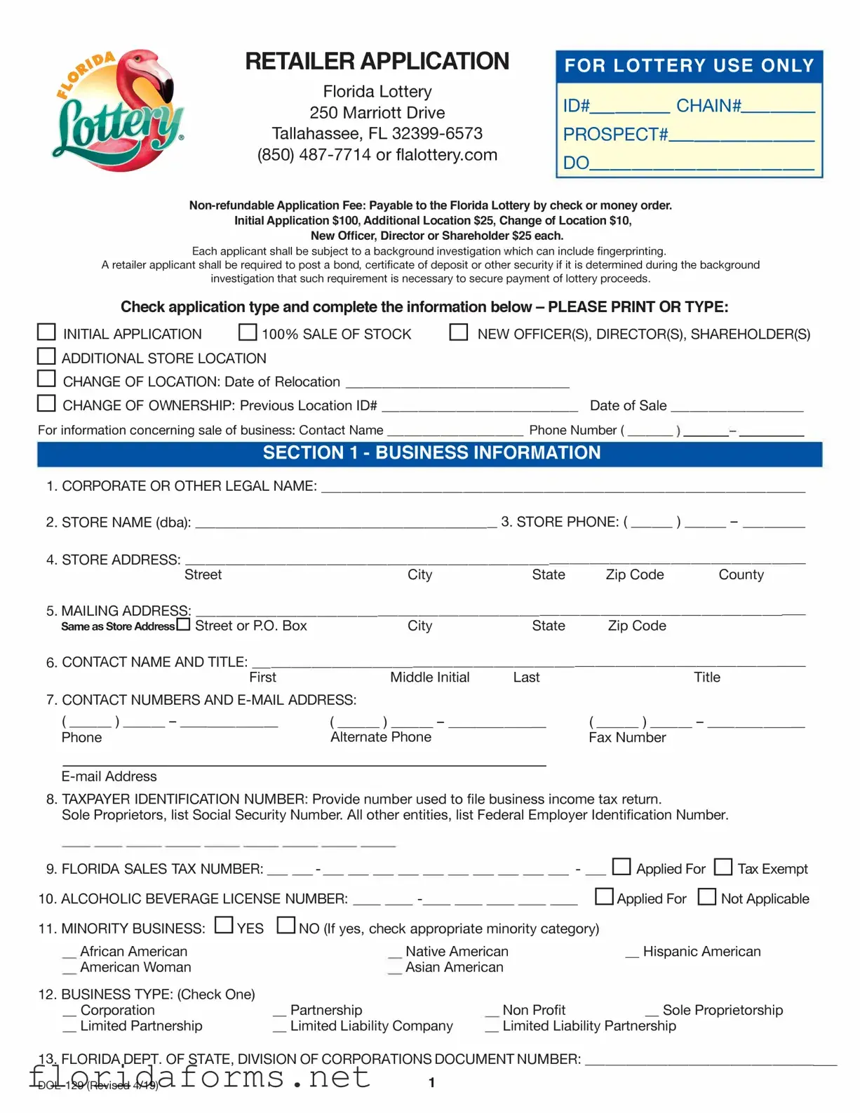 Official Florida Lottery Dol 129 Template