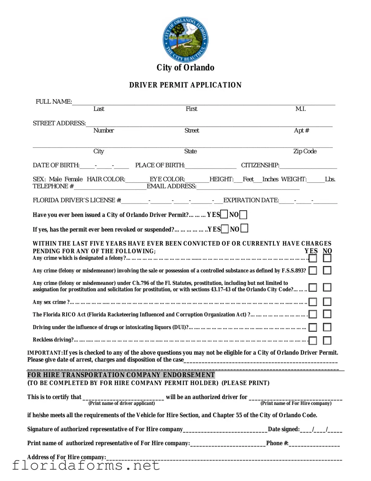 Official Florida Orlando Driver License Template