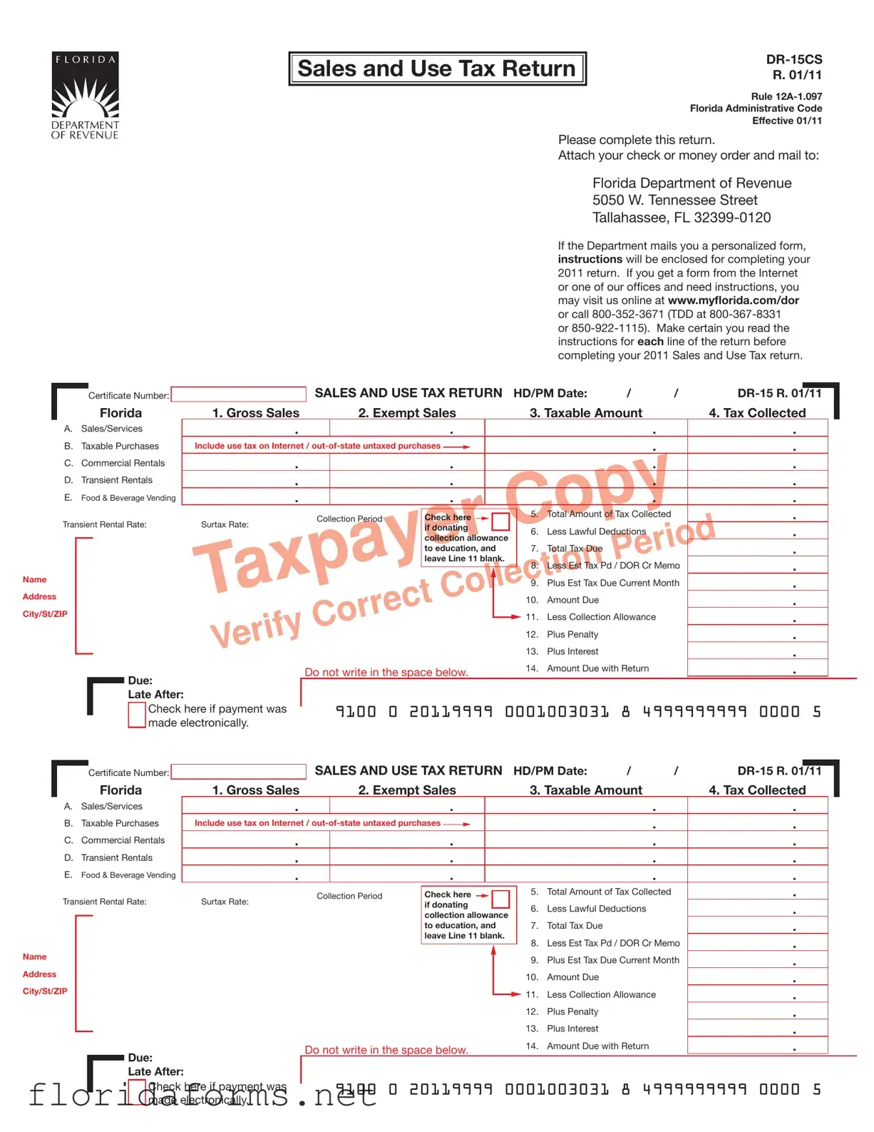 Official Florida Sales Tax Template
