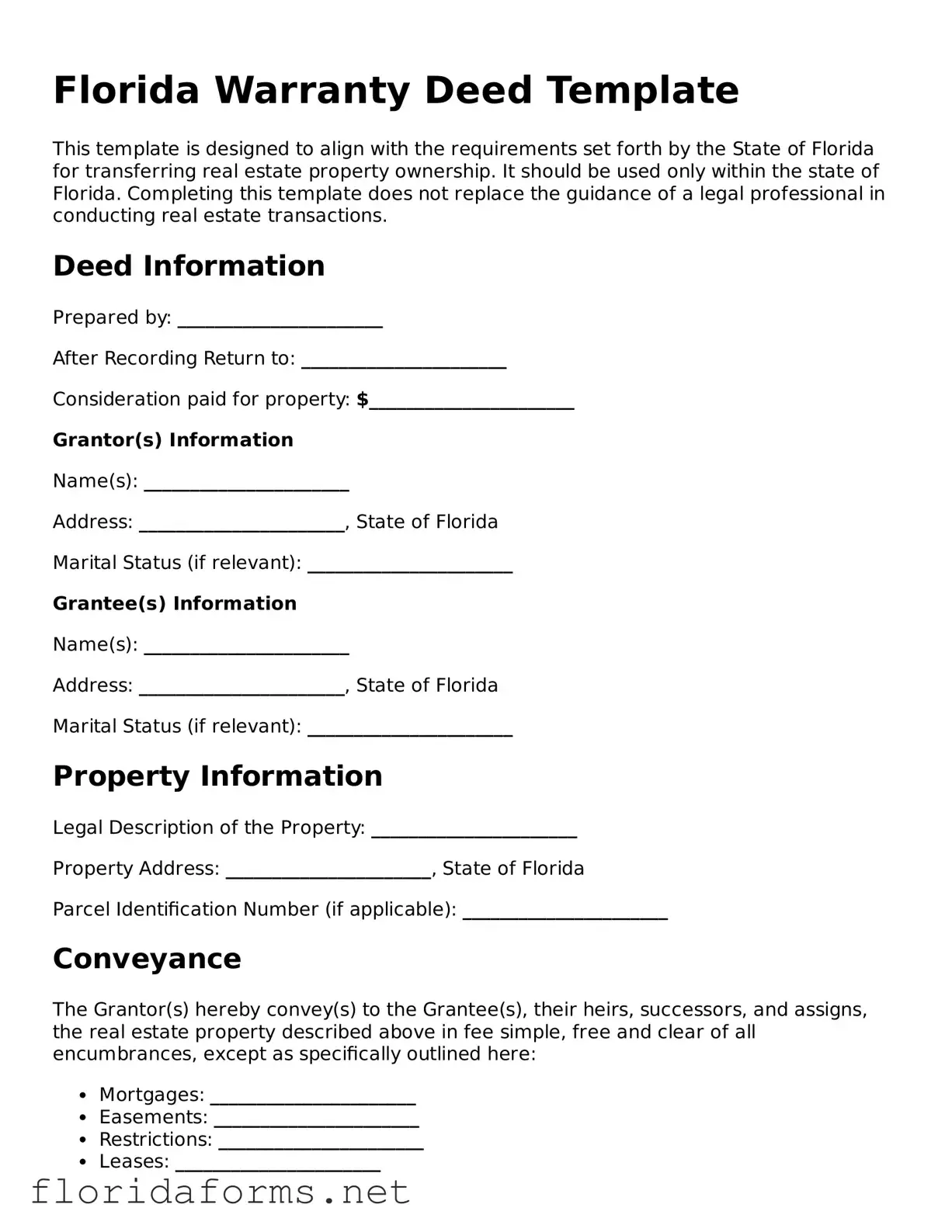 Attorney-Approved Deed Template for Florida State