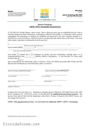 Official Arnp Florida Protocol Template