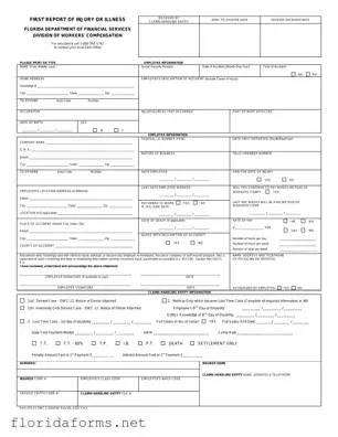 Official First Report Of Injury Florida Template