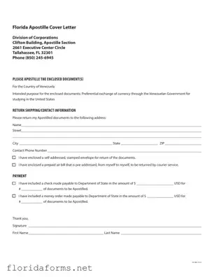 Official Florida Apostille Cover Letter Sample Template
