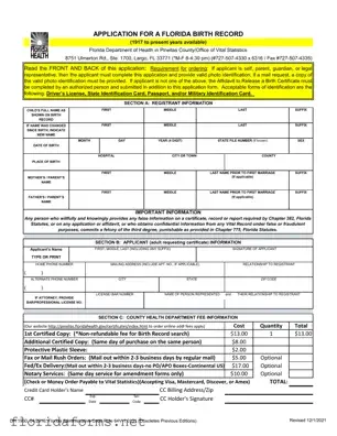 Official Florida Birth Certificate Template