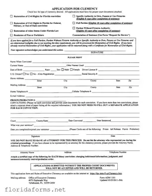 Official Florida Clemency Application Template