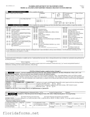 Official Florida Dot Medical Template
