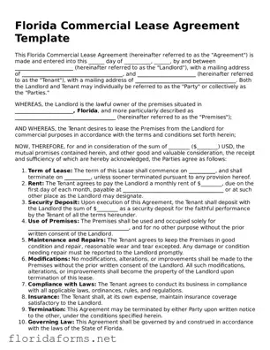 Attorney-Approved Commercial Lease Agreement Template for Florida State