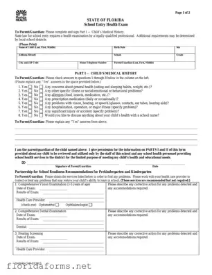Official Florida Health Template