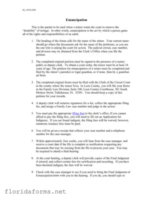 Official Florida Petition Emancipation Template