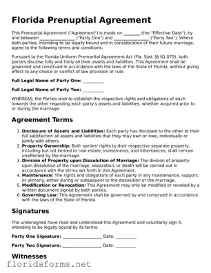 Attorney-Approved Prenuptial Agreement Template for Florida State