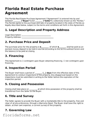 Attorney-Approved Real Estate Purchase Agreement Template for Florida State