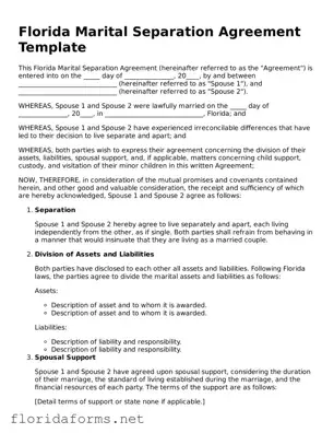Attorney-Approved Marital Separation Agreement Template for Florida State