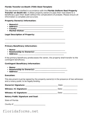 Attorney-Approved Transfer-on-Death Deed Template for Florida State