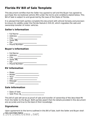Attorney-Approved RV Bill of Sale Template for Florida State