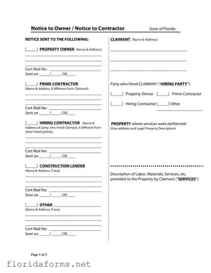 Official Notice Owner Florida Template